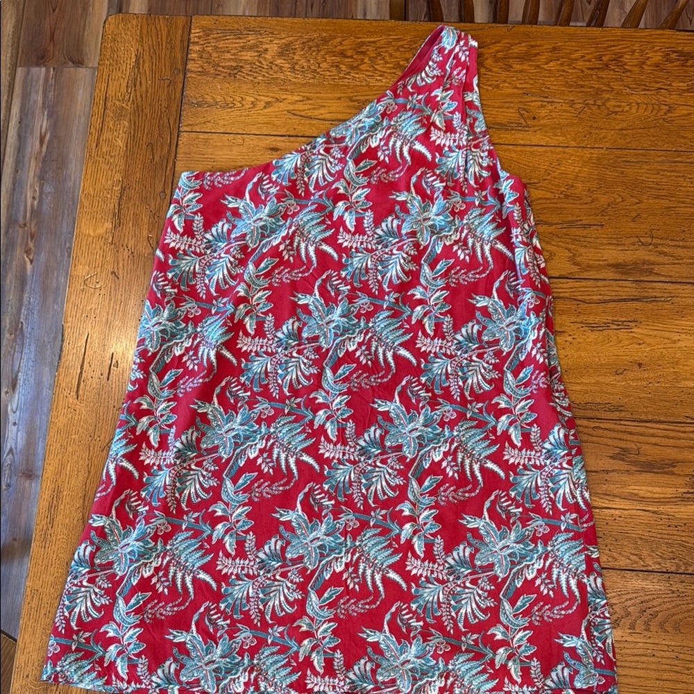 Ann Taylor Loft One-Shoulder Red Floral Dress NWT